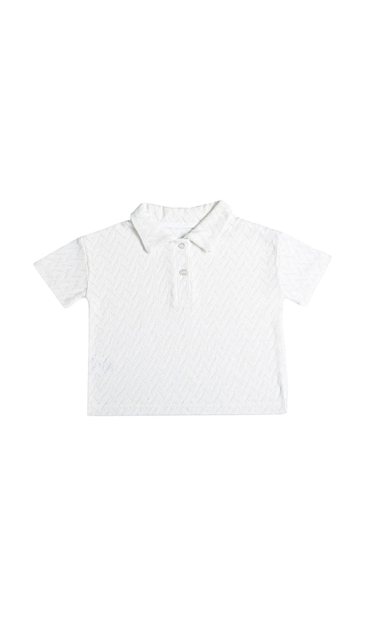 Beyaz Delikli Polo Yaka T-Shirt