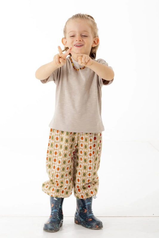 Brown Flowers Baggy Pantolon