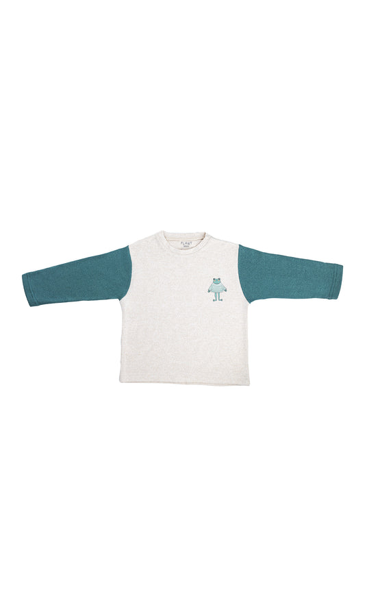 Frog Baskılı Çift Renk T-Shirt