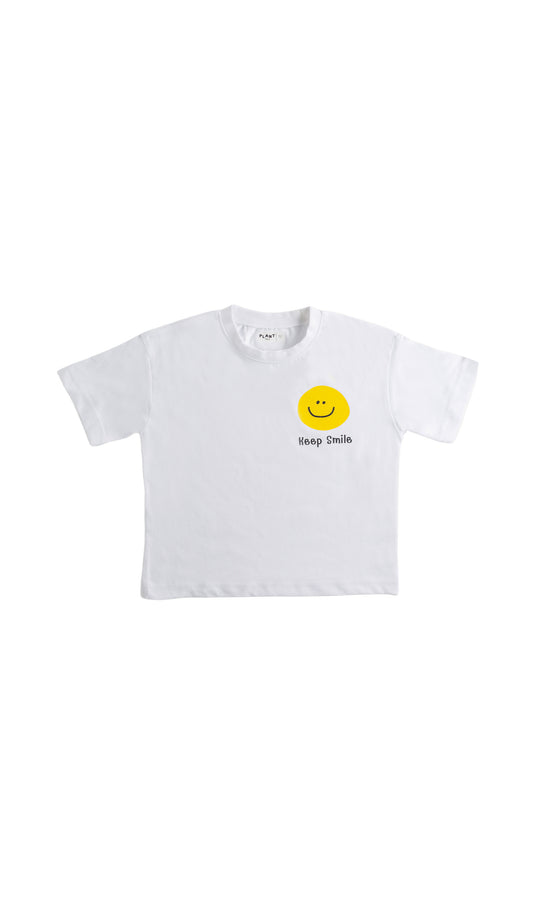 Smile Baskılı Beyaz T-Shirt