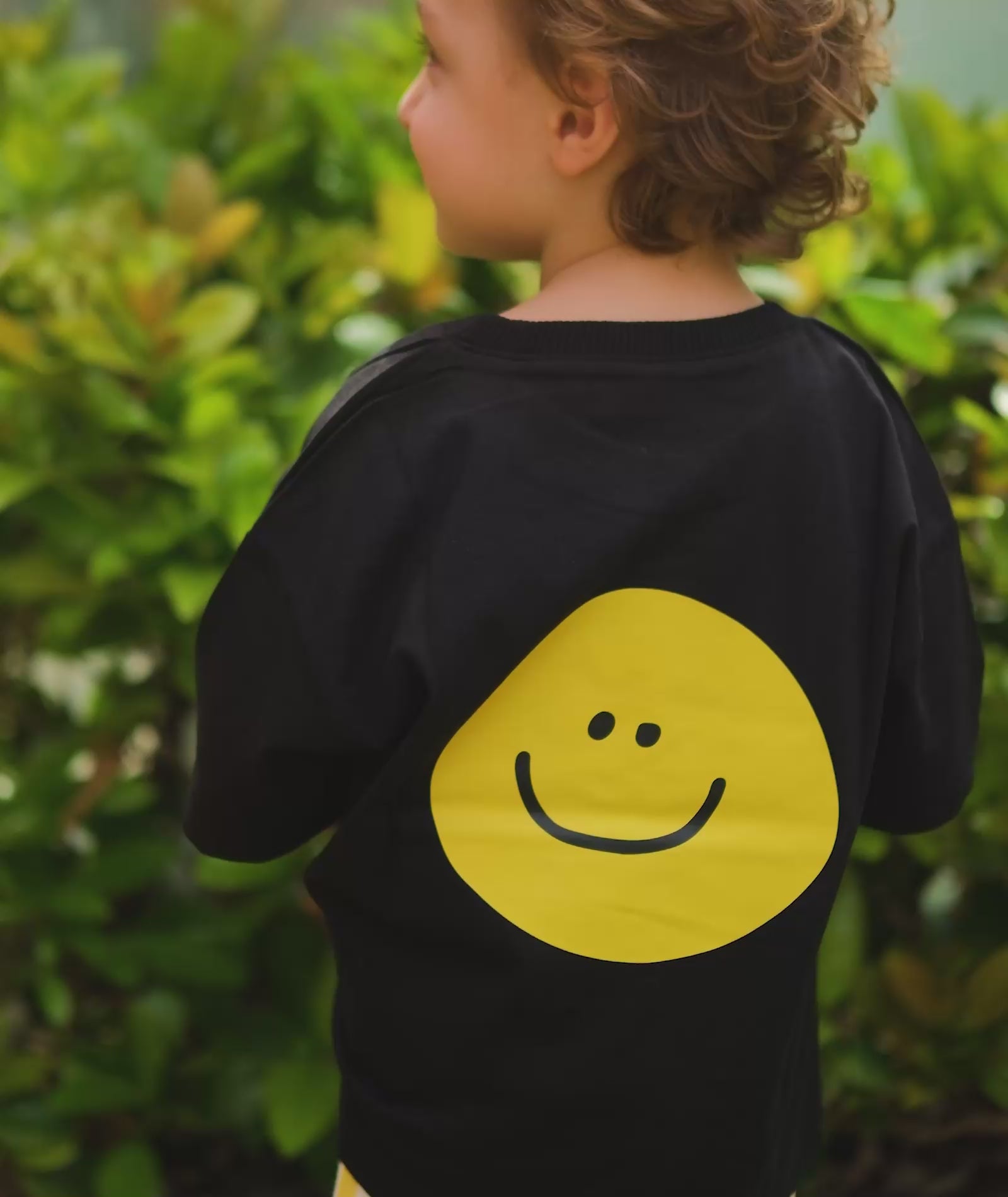 Smile Baskılı Siyah T-Shirt