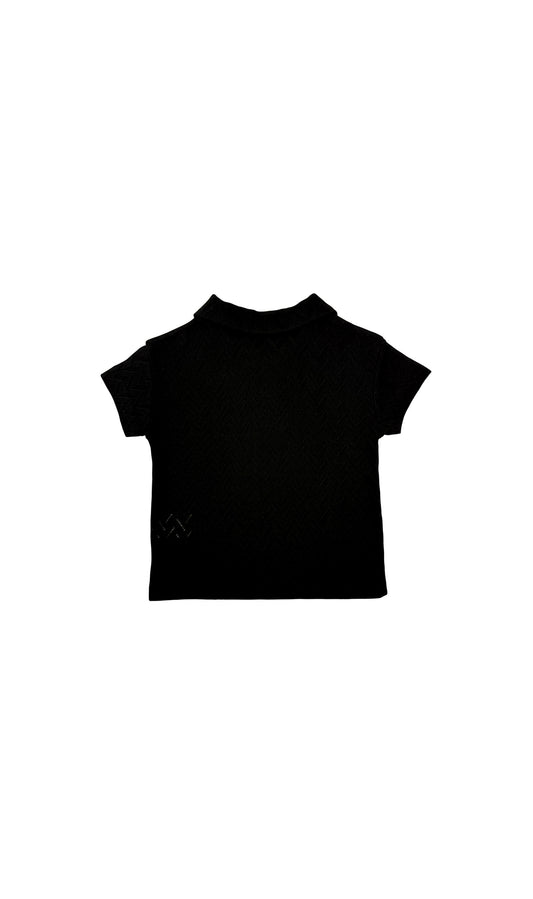 Siyah Delikli Polo Yaka T-Shirt