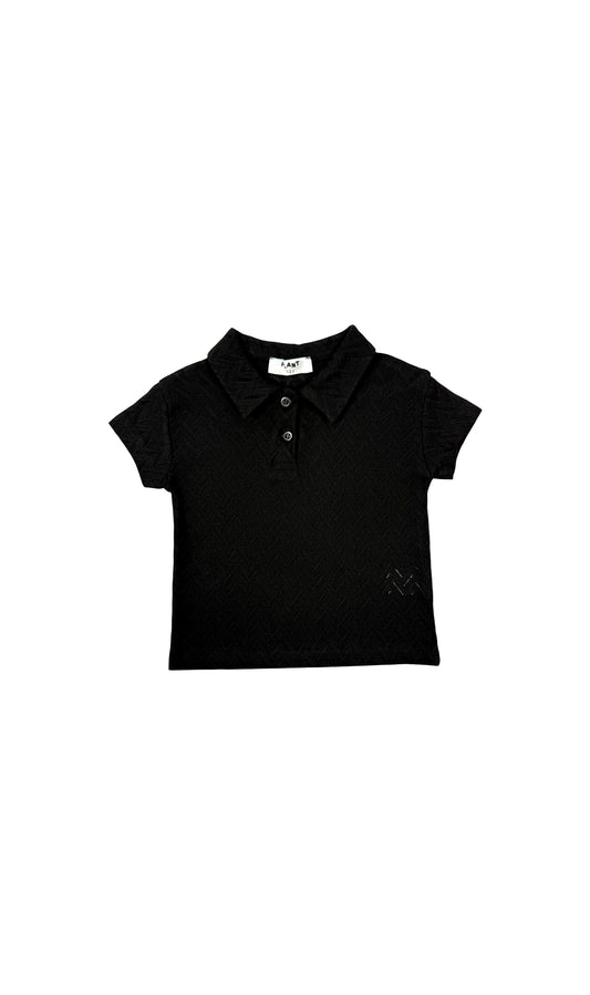 Siyah Delikli Polo Yaka T-Shirt